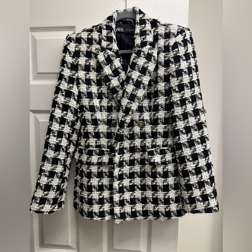 Zara Monochrome Tweed Jacket